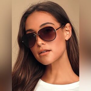 Le Specs Hyperspace Gold and Black Aviator Sunglasses